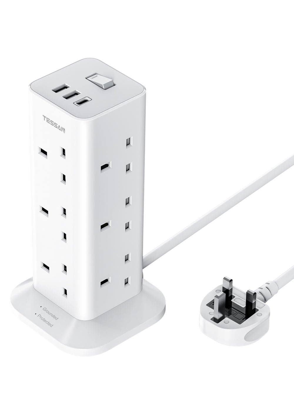 15-in-1 Tower Extension Lead 3M, 12-Way with USB-C