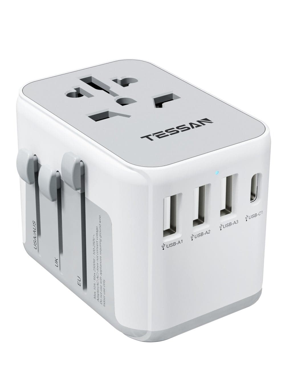 5-in-1 International Plug Adapter with 4 USB Ports