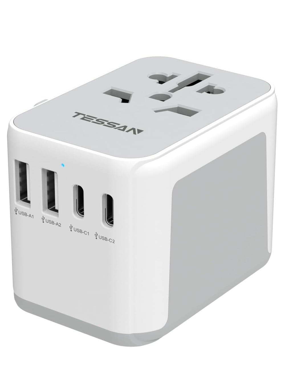 5-in-1 Universal Travel Adapter, 2 USB-C + 2 USB-A