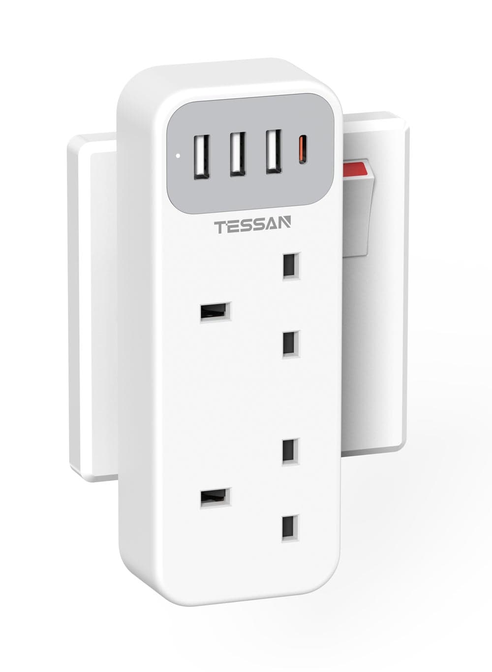 6-in-1 Double Plug Adaptor with 4 USB Ports