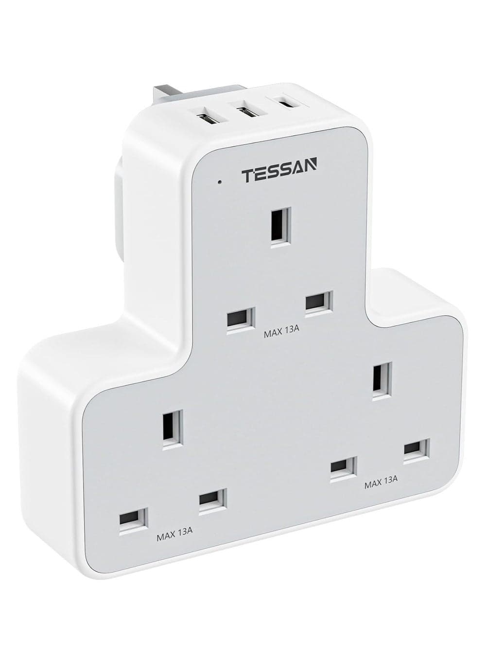 6-in-1 USB Plug Charger Adapter, 3-Way Extension Socket