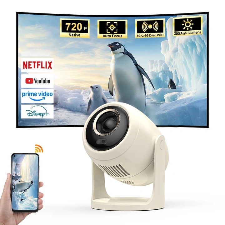 B10 Smart Mini Projector | Auto Focus, Wi-Fi & Android 12