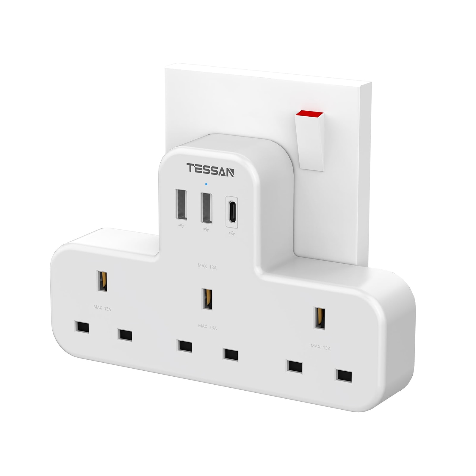 6-in-1 Power Strip Extension Plug with USB-C