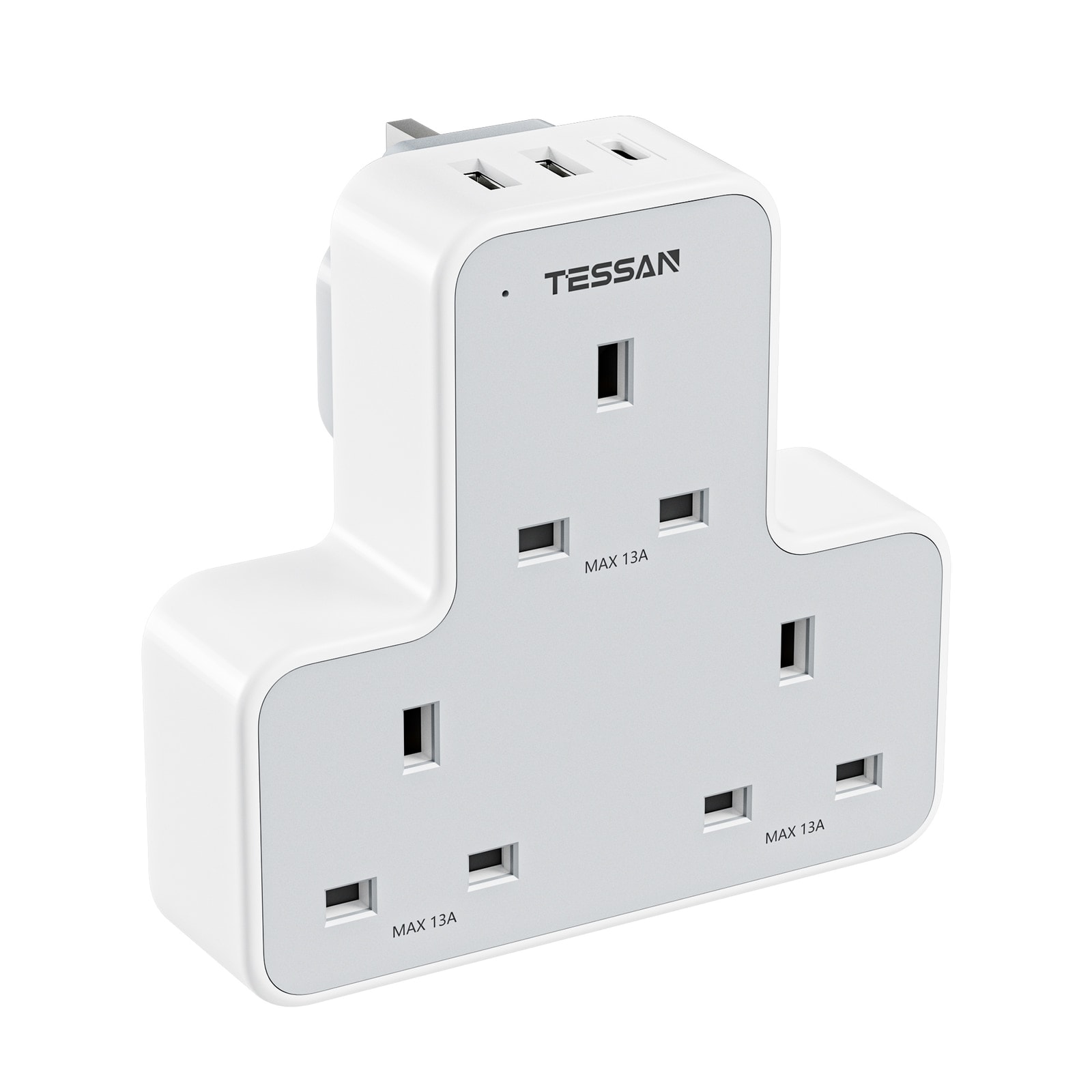 6-in-1 USB Plug Charger Adapter, 3-Way Extension Socket