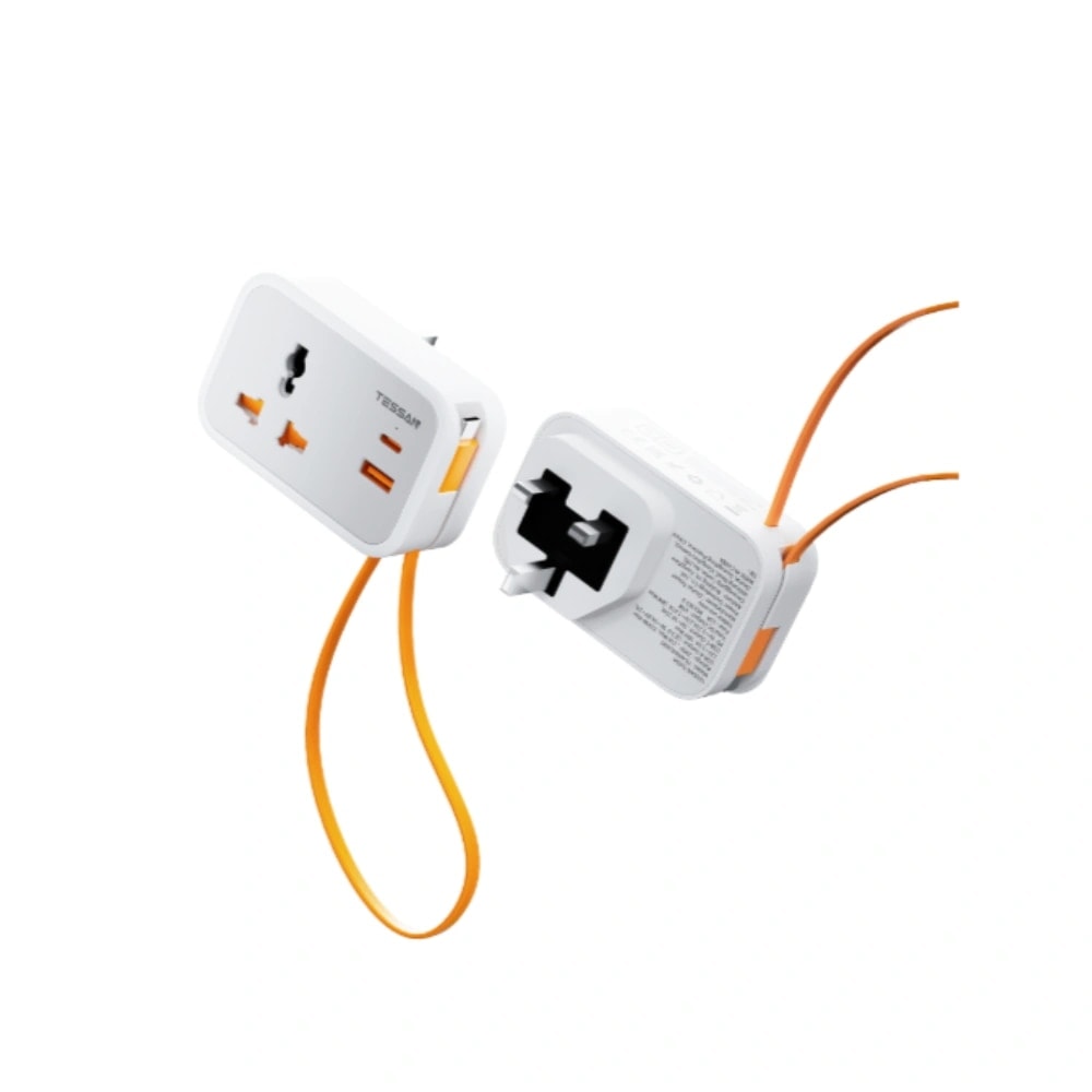 TESSAN 20W USB-C PD Wall Charger with Built-in Cable, UK Plug White