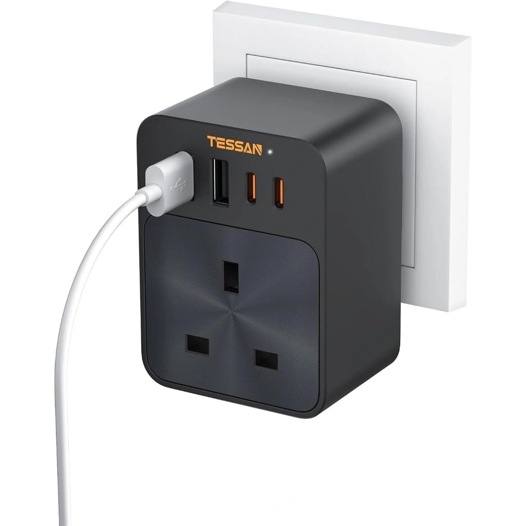 TESSAN 30W Wall Charger with 2 USB-C & 2 USB-A Ports, Black