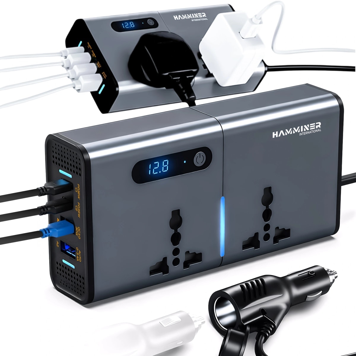 200W Power Inverter for Car | 12V to 220V, USB-C & Dual AC