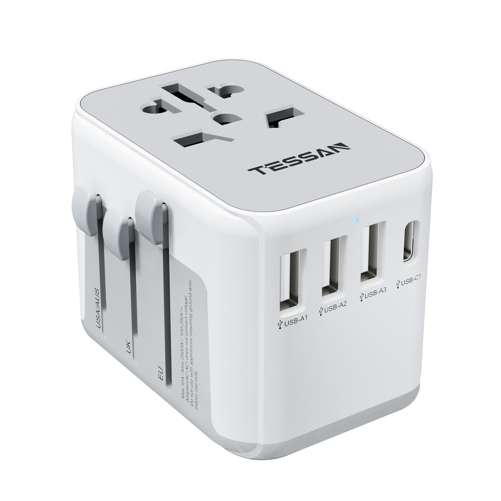 5-in-1 International Plug Adapter with 4 USB Ports