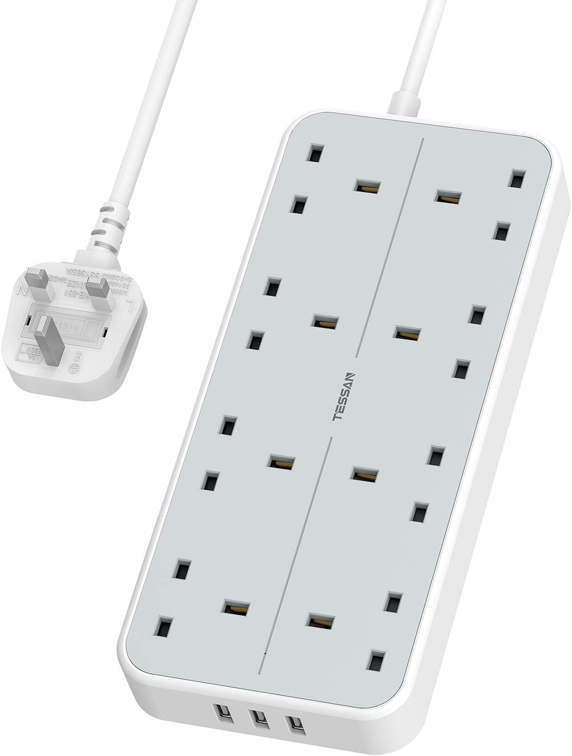 8-Way Extension Lead with 3 USB Ports