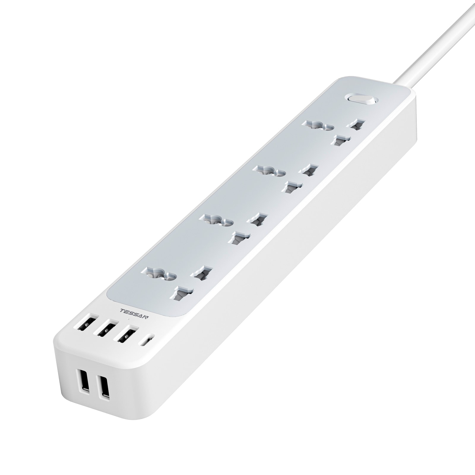 Universal Extension Cord with 5 USB-A + 1 USB-C
